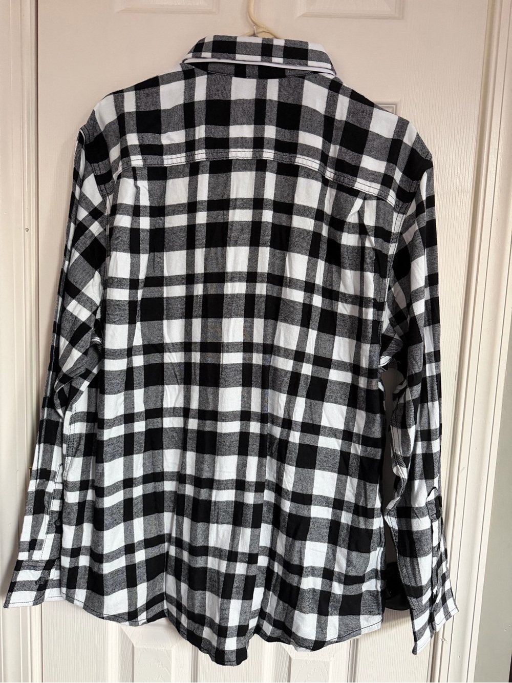 NWT men’s George Black and White Plaid flannel pockets Button-Down Shirt warm L - Picture 5 of 5
